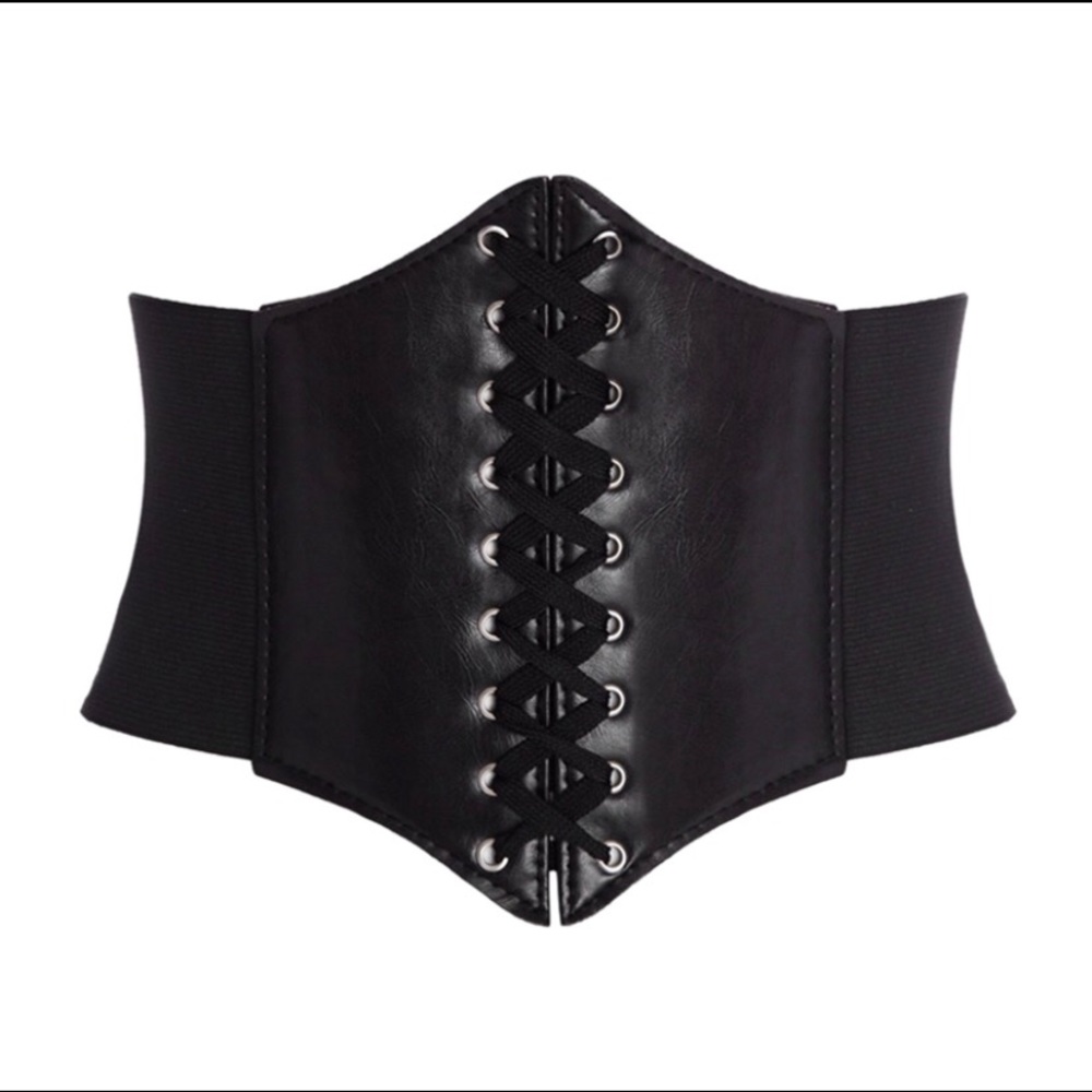 Lace up corset waist belt
